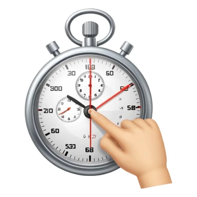 Stopwatch showing 1 minute and 58 seconds, hands pointing just before the 2-minute mark, symbolizing the two-minute rule in productivity sticker
