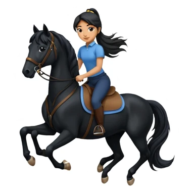 girl riding a black horse sticker