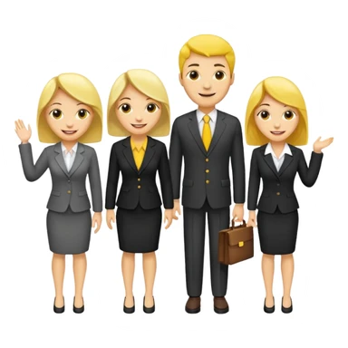 4 people, two man and two women,yellow skin office style sticker