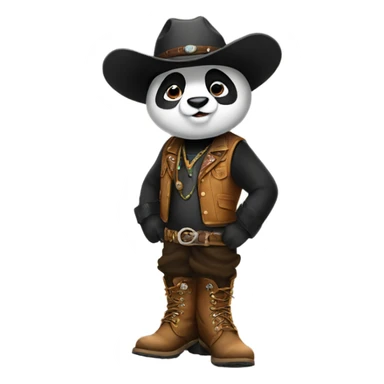 Panda wearing western boots sticker