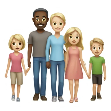 white family with couple 4 kids sticker