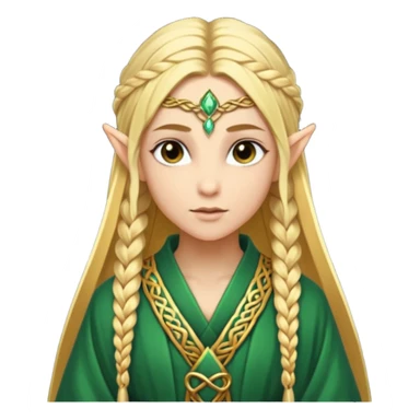 mystic elf, long golden braid, glowing runes on robe sticker