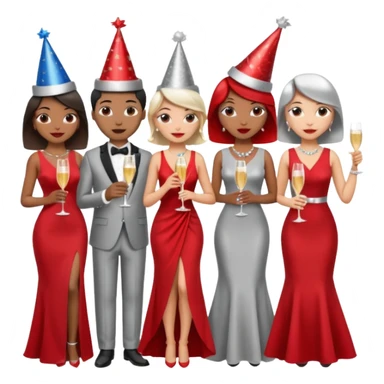 listening party people who only wearing red and silver dress code sticker