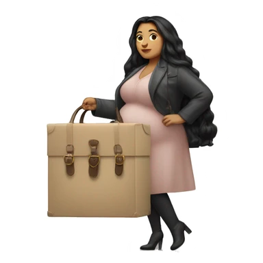 Fat woman with long black hair carrying a dior saddle bag an a box sticker