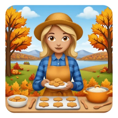 Woman baking fall cookies fall scenery sticker