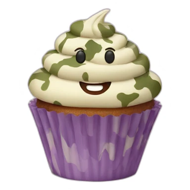Happy cupcake with camouflage icing sticker