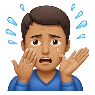 Generate me a dude slapping  his face in annoyance while he's crying sticker