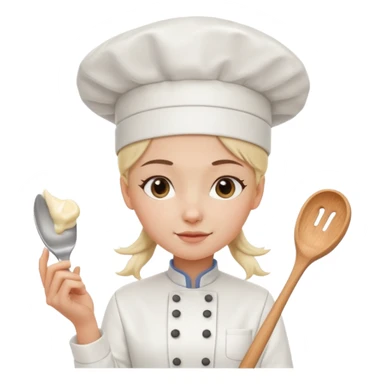 Young female baker - wearing a white chef's hat and holding a cream piping bag sticker