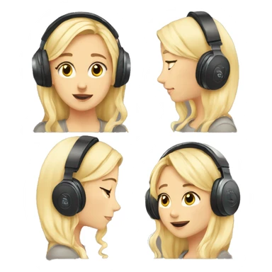 blond girl pose headphones an micro tumblr sticker