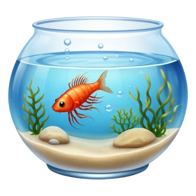 Fish Bowl Aquarium with a single Sea Monkey Atremia Shrimp in it sticker