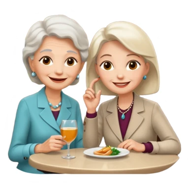 conversación dentro de un restaurant  dos personas y una de las persoans sea una abuela y el otro un adulto de 27 años mujer abuela y hombre joven sticker