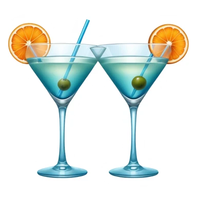 Create an two emoji of martini cocktail, cheers with blue lagoon cocktail sticker