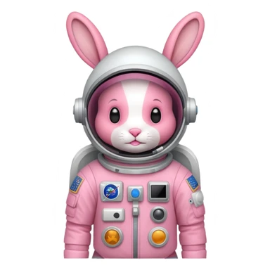 pink rabbit with astronaut costume sticker