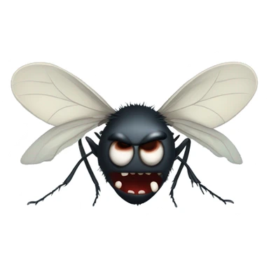 A midge (very tiny fly from scotland) looking like a vampire (with two protruding teeth), view from face/profile, looking like embarassed, looking cute sticker