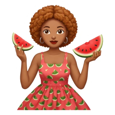 A black woman eating fried chicken and watermelon sticker