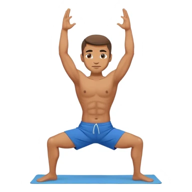 guy blue short warrior-II yoga pose sticker