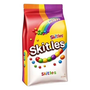 A colorful Skittles candy package, rainbow packaging, minimalist design, sealed package without any visible candies sticker