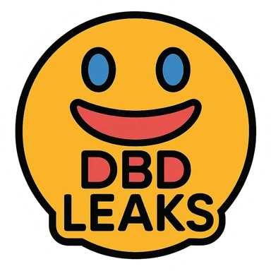 modern and eye-catching emoji featuring 'Dbd Leaks' in a rounded badge, high contrast, transparent background sticker