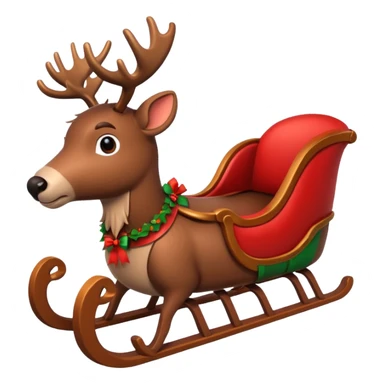 Reindeer on a sleigh with bow sticker