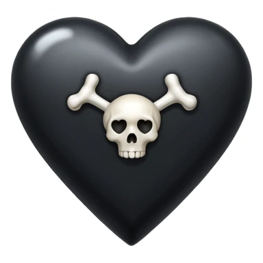 Black heart with bone in corner  sticker