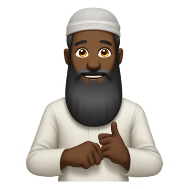Black muslim man with a long beard holding up five fingers sticker