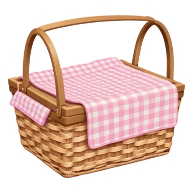 Picnic Basket With Light Pink Gingham Blanket sticker