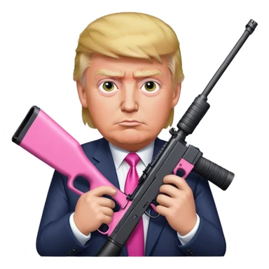 Donald trump holding a pink sniper in his hands professionally correct sticker