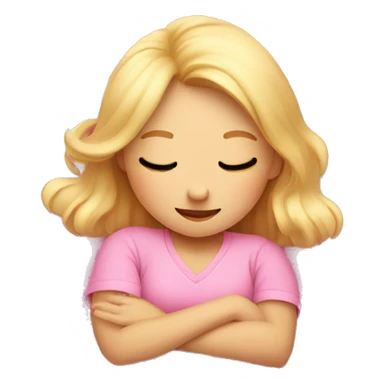 Cute blond girl in pink sleeping in pink bed sticker