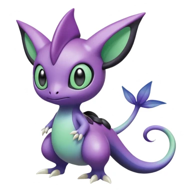 Violet-purple-black-white-gradients Meloetta-Larvitar-Axew-Grovyle-Pokémon-Fakémon-creature sticker