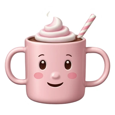 Light Pink mug of hot chocolate with marshmallows sticker
