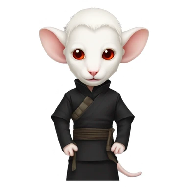 Albino rat red eyes, black ninja costume sticker