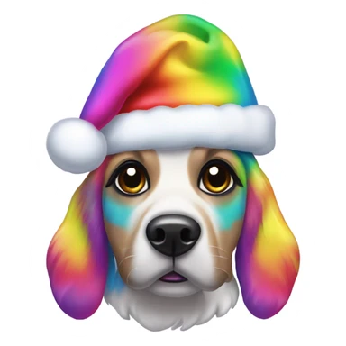 Lisa frank Christmas rainbow dog with Santa hat sticker