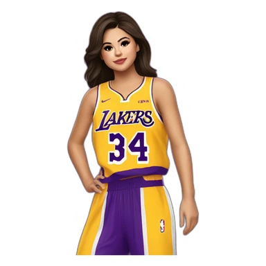 selena gomez wearing yellow lakers jersey sticker