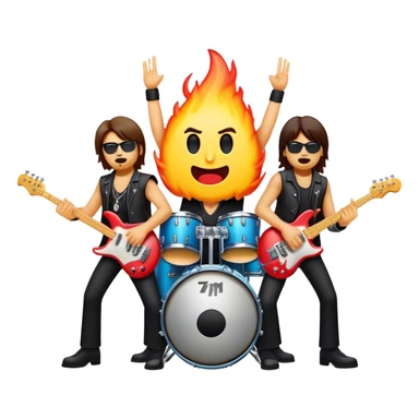 Cinematic Realistic AC/DC Band Emoji, depicted as a high-energy rock ensemble with electrifying stage presence and gritty textures, rendered with bold vibrant lighting that captures the raw power and rebellious spirit of their music. sticker