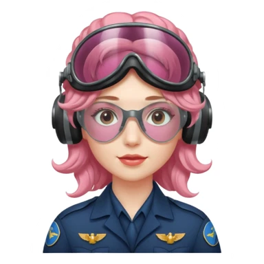 Flight Officer Lila – wavy rose-hair pilot with mirrored goggles sticker