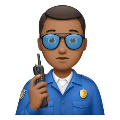 school security, blue cloth, sun glasses, holding walkie-talkie sticker