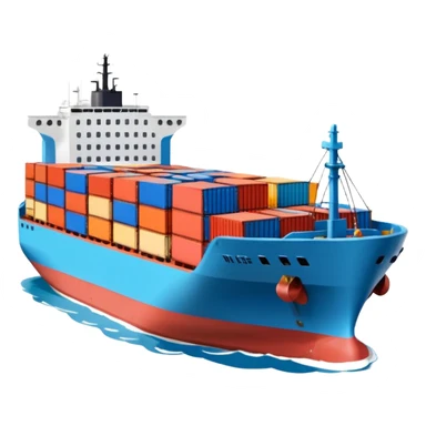 Draw a large cargo ship loaded with colorful containers on the sea. sticker