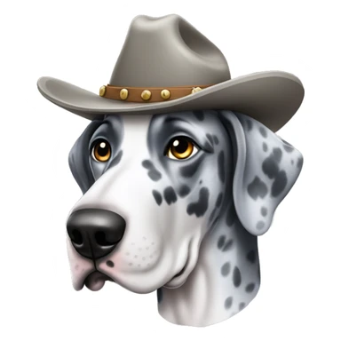 Blue Merle Great Dane wearing a cowboy hat  sticker