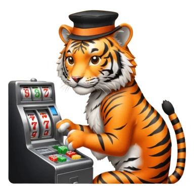 tiger playing a slot machine sticker