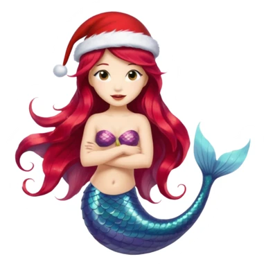 asian mermaid with christmass hat sticker