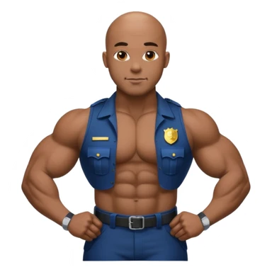 black bald police bodybuilder  sticker