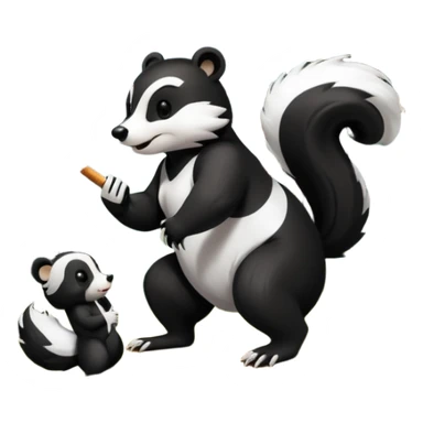 skunk smoking a cigarette chasing a bear sticker