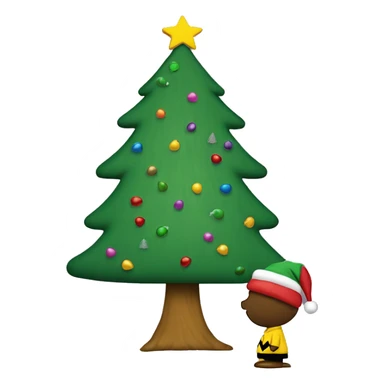 Christmas Charlie Brown giving a hang 10 by a Christmas tree sticker