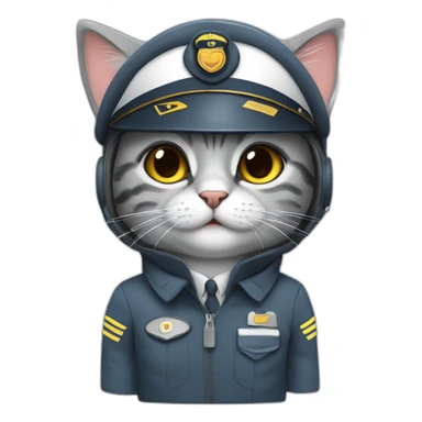 cute grey cat in a pilot uniform sticker