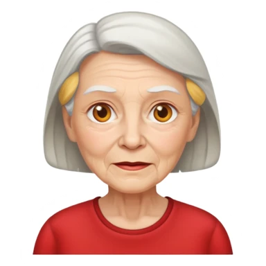 elderly woman with red shirt sticker