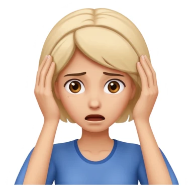 scared woman with her hands on her head, different expression sticker