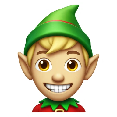an evil christmas elf smiling with sharp teeth sticker