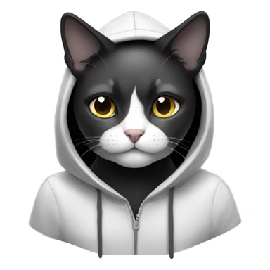 telegram sticker a black and white cat wearing a hoodie  sticker