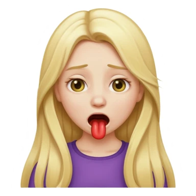 Blonde emoji girl but with long hair and it looks like she’s choking herself sticker