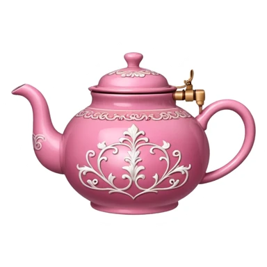 Pink steaming and boiling  tea pot with smoke sticker